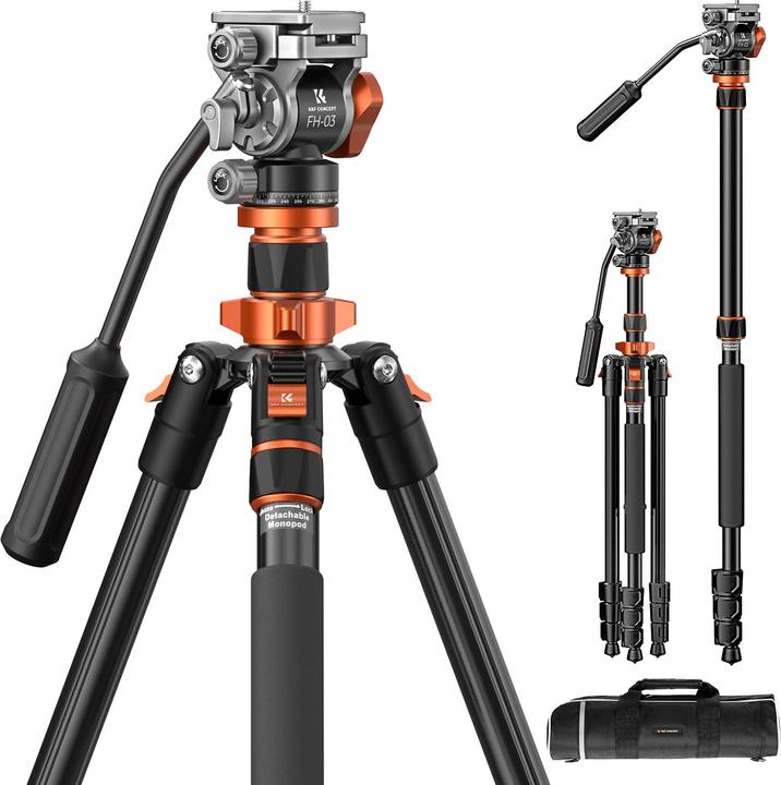 Actual product image K&F Concept K234A7+FH-03 Magnesium Aluminum Alloy Tripod (Metal)