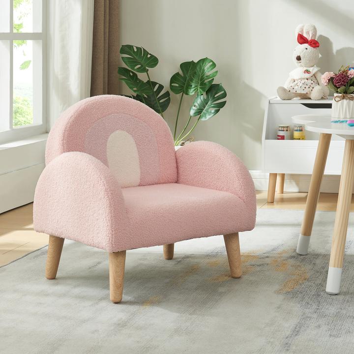 Produktbild En.Casa Kindersessel Sorreindi 50x50x45 cm Teddystoff Rosa (Kindersessel)