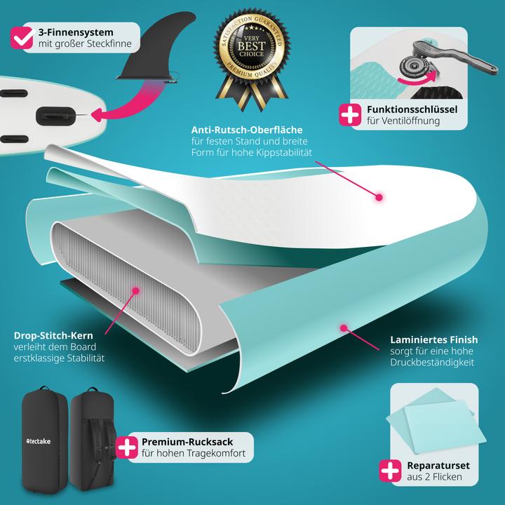 Immagine prodotto tectake Set tavola stand-up paddle Zenon,2 in1 gonfiabile, completo