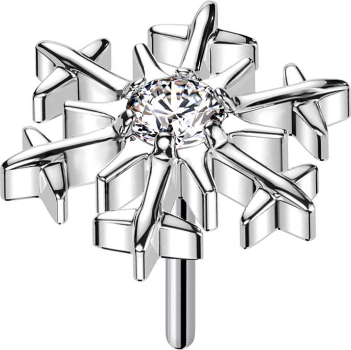 Produktbild Star Piercing Threadless Schneeflocke silber Kristall silber (ohne Messing, Titan G23)