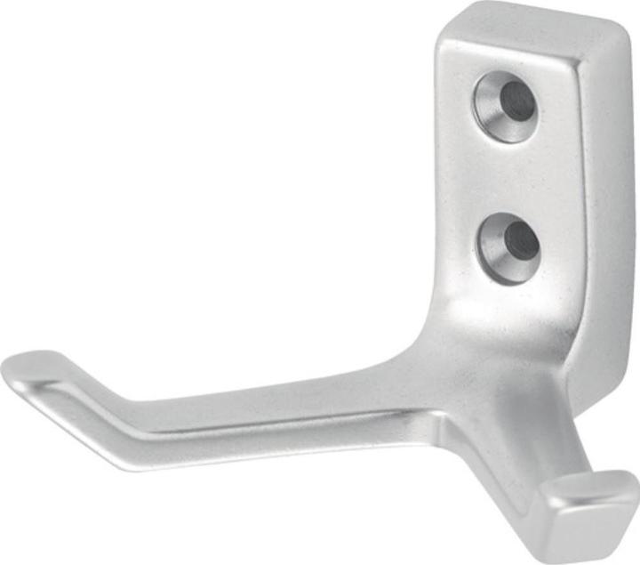 Actual product image Hermeta Coat hook 0033 double projection 55 mm aluminium silver anodised height 43 mm