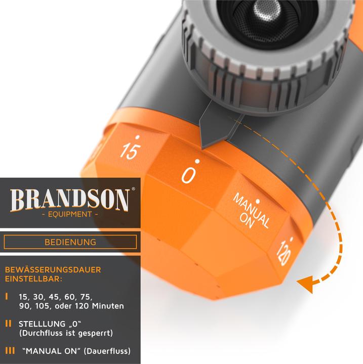 Produktbild Brandson Bewässerungssteuerung, Bewässerungsuhr, Wasserzeitschaltuhr, automatisch, Timer 15 - 120 Min. (Bewässerungsuhr, Bewässerungsventil)