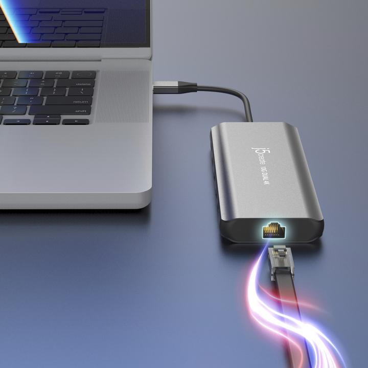 Image du produit j5Create JCD398-N, Avec fil, USB 3.2 Gen 2 (3.1 Gen 2) Type-C, 100 W, 10,100,1000 Mbit/s, Gris, Spac (2 Ports)
