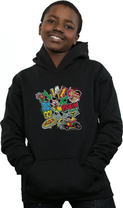 Image du produit - Sweat à capuche TEEN TITANS GO ROBIN MONTAGE - Garçon (128)