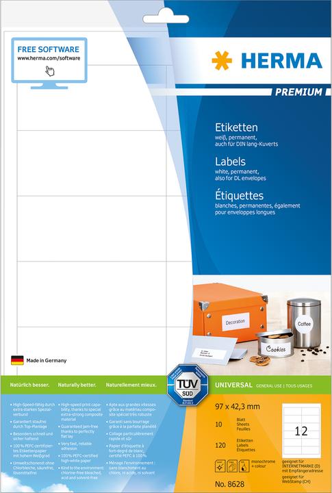 Actual product image Herma Universal labels A4