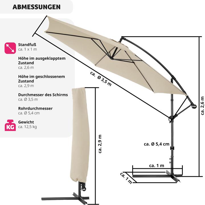 Immagine prodotto tectake Parasole con copertura di protezione (3.50 m)