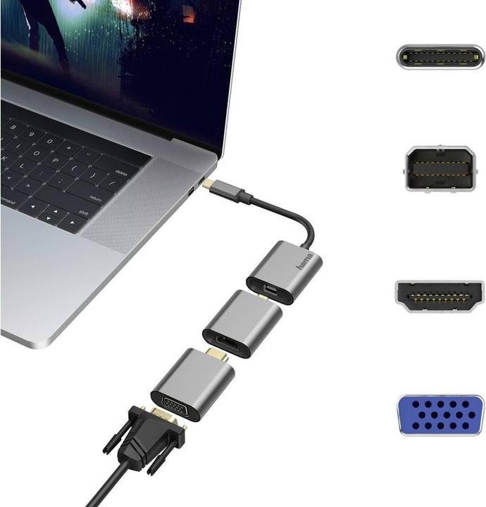Actual product image Hama USB Video-Adapter (VGA, Mini DP, HDMI, 15 cm)