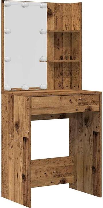 Image du produit VidaXL Schminktisch-Set mit LED-Leuchten Altholz-Optik Holzwerkstoff (60 x 40 x 140 cm)