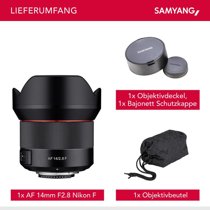Image du produit Samyang AF 14mm F/2.8, Nikon (Nikon F, Plein format)
