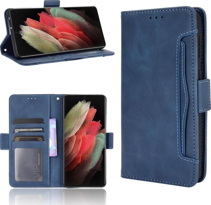 Produktbild Cover-Discount Galaxy S21 Ultra - Etui mit vielen Kartenfächer blau (Samsung Galaxy S21 Ultra)
