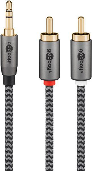 Produktbild Goobay Audio Adapterkabel AUX, 3,5-mm-Klinke zu Stereo-Cinch-Stecker, 1 m, Sharkskin Grey (1 m, Cinch)