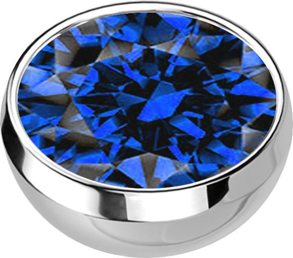 Actual product image Star Piercing Micro Halbkugel silber mit Kristall dunkelblau (without brass, Surgical steel 316L)