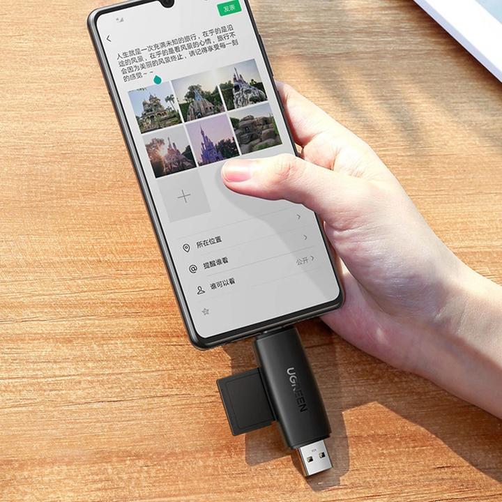 Image du produit Ugreen CM304 USB + USB-C Adapter Lecteur de cartes SD + microSD (noir) (USB-C)