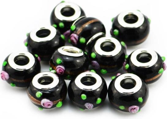 Immagine prodotto Hermex Perlina di vetro placcata argento 925 - Nero argenteo (Argento 925, Vetro)