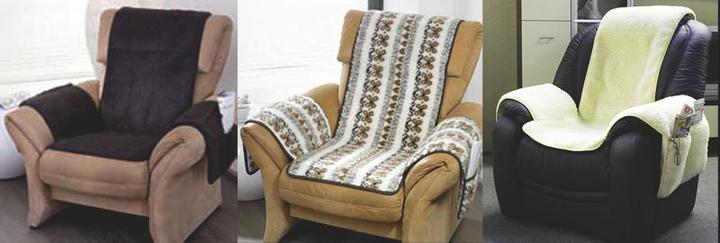 Actual product image Armchair cover with armrests, pure new wool, natural colour