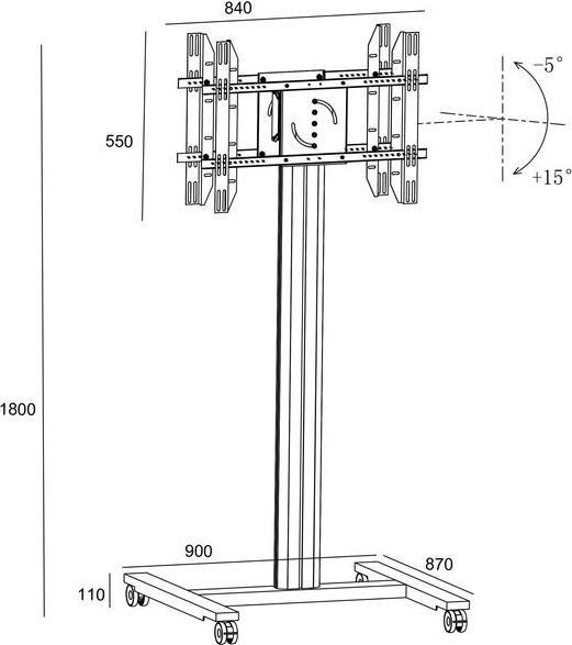 Actual product image Multibrackets TV stand up to 80", aluminum, black/5983 (80", 80 kg)