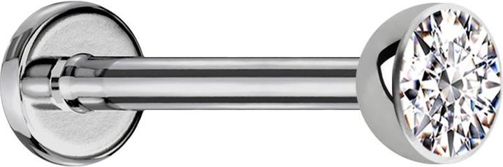 Actual product image Star Piercing Micro Threadless Labret silber Halbkugel mit Kristall silber (Titanium G23, without brass)