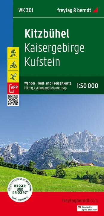 Actual product image Kitzbühel, Wander-, Rad- und Freizeitkarte 1:50.000, freytag & berndt, WK 301 (freytag & berndt, Italian, English, German)