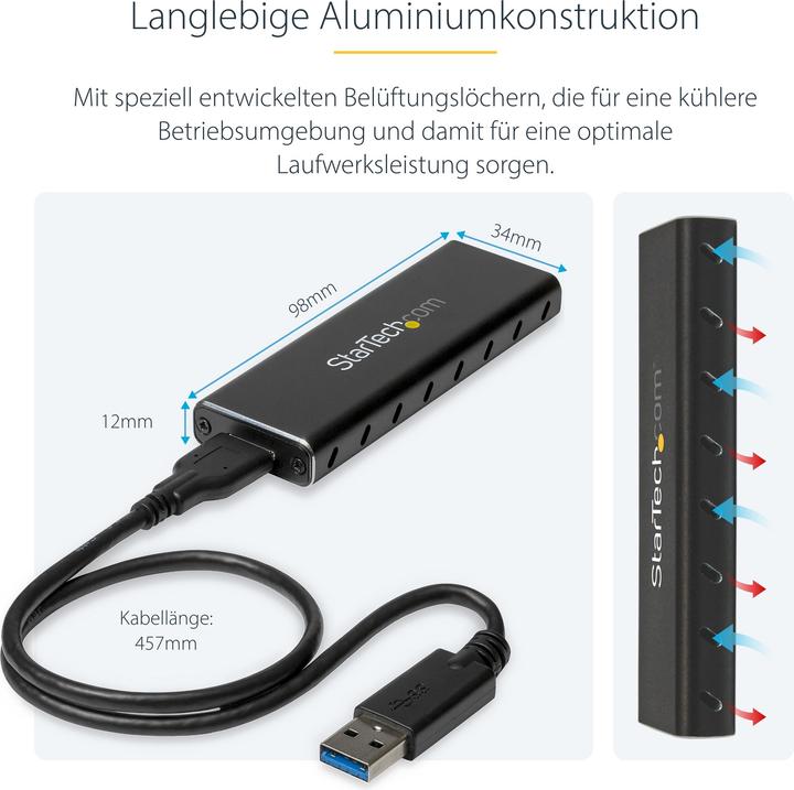 Immagine prodotto StarTech ENCLOSURE DA USB 3.0 A M.2 SSD (M.2 2230, M.2 2260, M.2 2242, M.2)