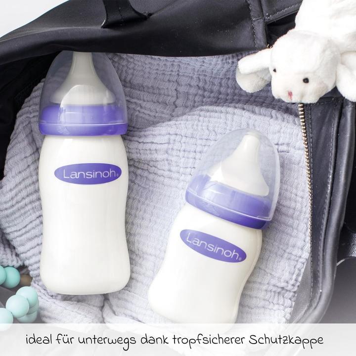 Produktbild Lansinoh Babyflaschen Glas-Flasche 2er Pack 160ml mit NaturalWave® Trinksauger (160 ml)