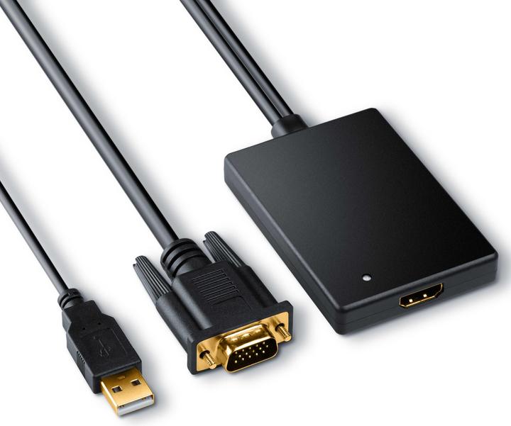 CSL VGA zu HDMI Adapter 1080p Full HD, Konverter, männlich zu weiblich (VGA, USB 2.0, 15 cm)