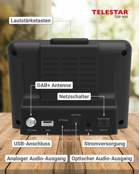 Produktbild Telestar TOP 400 DAB+ Internetradio-Adapter schwarz (Internetradio, DAB+, FM, Bluetooth, WLAN)