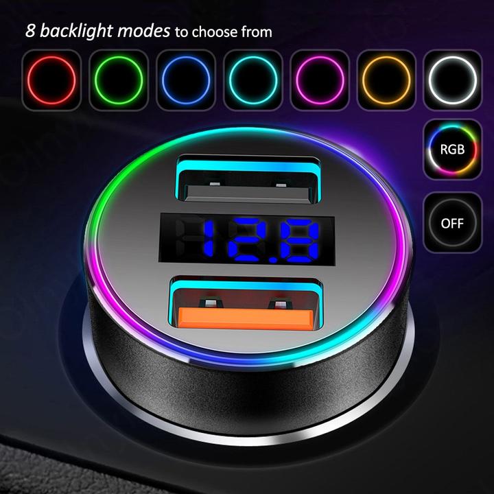 Actual product image Maclean MCE375 dual car charger with display cigarette lighter socket Aluminum voltmeter USB 1 x QC 3.0, USB