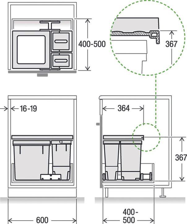 Immagine prodotto Müllex X-LINE System X60 M5 Basic 600 mm (35 l)