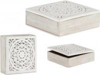 Produktbild Giftdecor Quadratische durchbrochene Holzkiste weiss (21.5 x 21.5 x 21.5 cm)