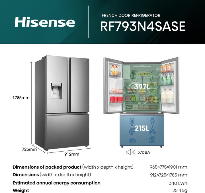 Produktbild Hisense Kühlschrank für 2 Türen RF793N4SASE (612 l)