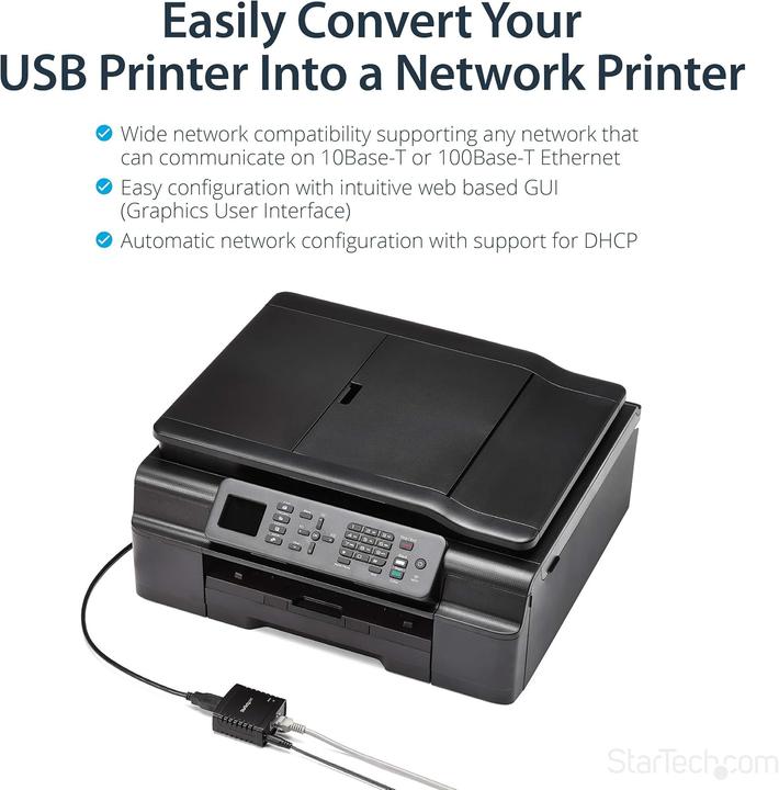 Produktbild StarTech Ethernet auf USB 2.0 Netzwerk Printserver