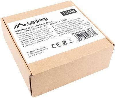 Actual product image Lanberg Cable HDMI M/M v2.1 100M 8K czarny optyczny AOC (100 m, HDMI)