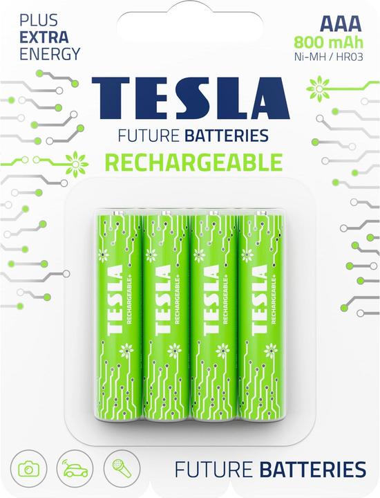 Produktbild Tesla Baterrie AAA Rechargeable+ HR03 800 mAh (4 vnt) (4 Stk., AAA, 800 mAh)