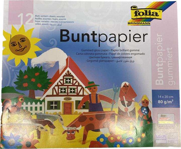 Produktbild Folia Glanzpapier Heft 14x22cm 12 Blatt gummiert (12 x)