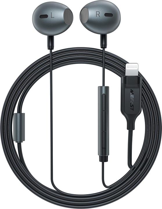 Image du produit Acefast Écouteurs intra-auriculaires L1 avec connecteur Lightning 1,2 m - noir (ANC, Filaire)