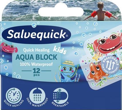 Actual product image Salvequick Aquaock Kids Waterproof Children's Patch 12Pcs.