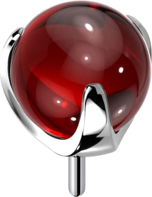 Produktbild Star Piercing Threadless Glaskugel rot gefasst (ohne Messing, Titan G23, Glas)