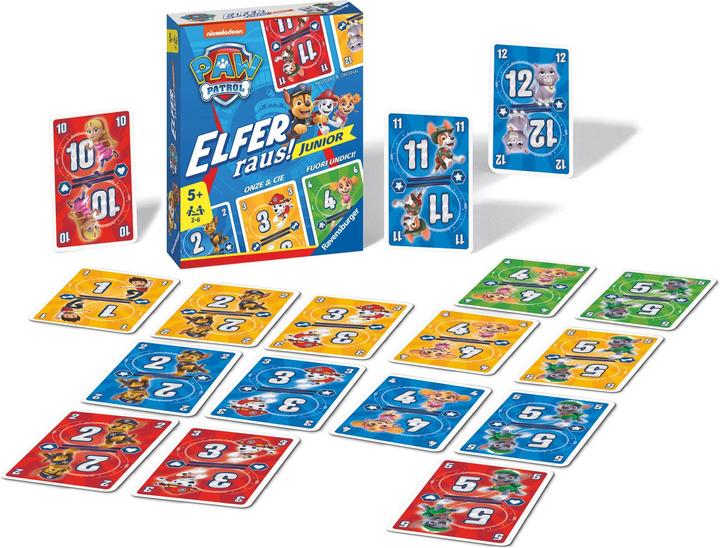 Immagine prodotto Ravensburger 20953 PAW Patrol Elfer raus! Junior - Semplice gioco di carte per 2-6 giocatori 5+ (Tedesco, Francese, Italiano)