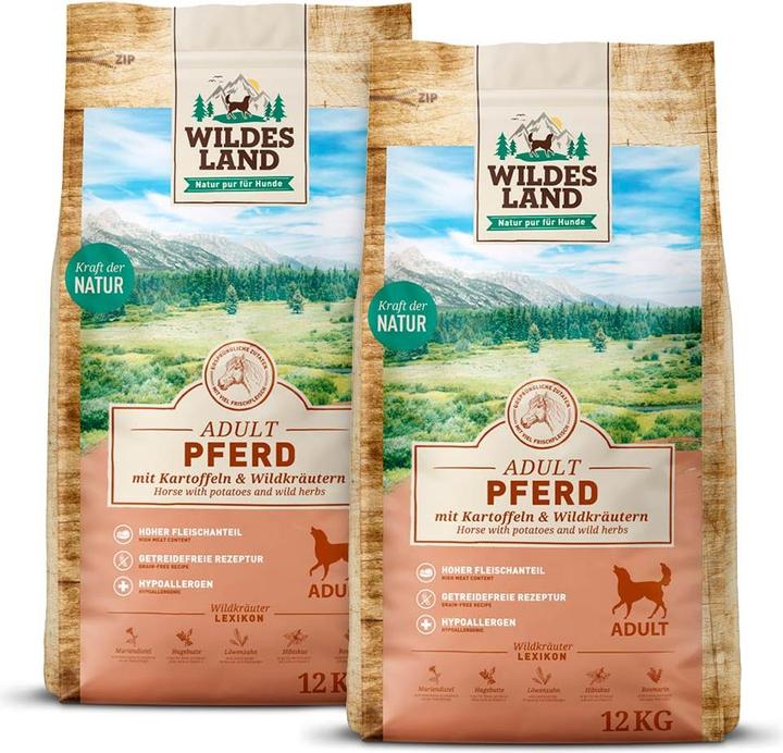 Image du produit Wildes Land Nourriture sèche pour chevaux avec pommes de terre & herbes sauvages, 12 kg (Adulte, 2 pcs, 12000 g)