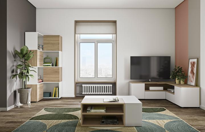 Image du produit Temahome Angle TV Stand blanc et chêne (40 x 46 cm)