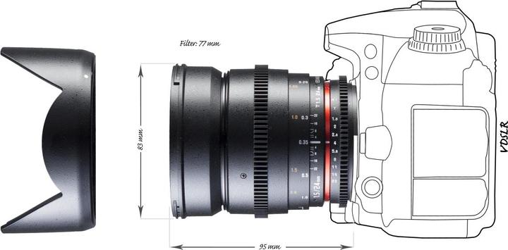 Immagine prodotto Walimex 24/1.5 Video DSLR Nikon F (Nikon F, APS-C / DX, Full-frame, Micro Four Thirds)