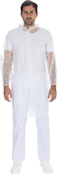 Actual product image Hygonorm Protective gown Light with press studs PP white M CE PPE VO, CAT 1, food-safe, 100 pcs.