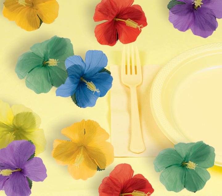 Produktbild Amscan 24 Konfetti Stoffblüten Hibiscus