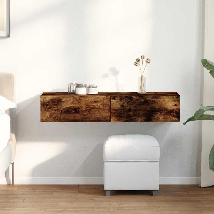 Produktbild VidaXL Wandregal mit Schubladen Räuchereiche 100x36x19cm Holzwerkstoff