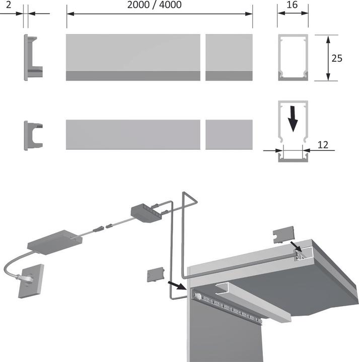 Produktbild Halemeier LED Ein-/Anbauprofile ChannelLine A mit Lichtblende