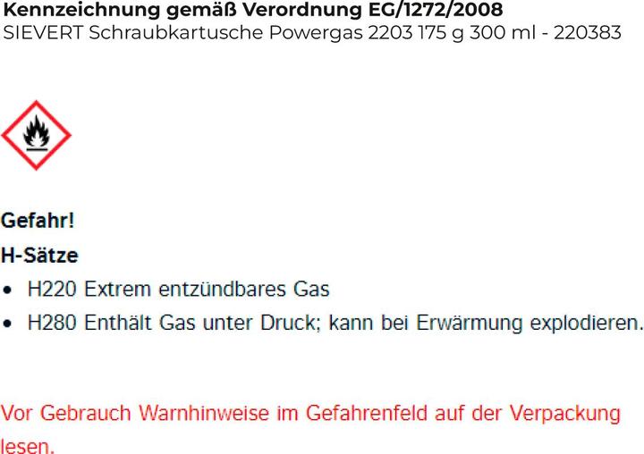Image du produit Sievert Cartouche de gaz Powergas 175 g 1 pc.