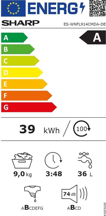 Etichetta energetica Sharp ES-WNFL914CMDA-EN (9 kg, A sinistra)