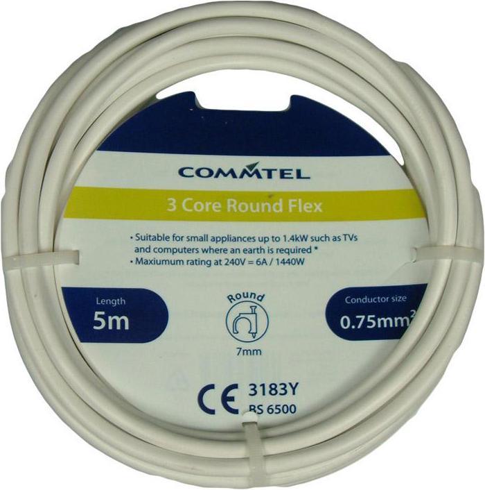 Actual product image Commtel 3 Core Round Flex 0.75mm2 (5 m)