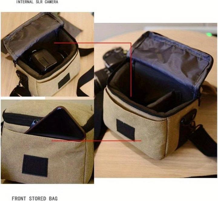 Actual product image Only-Bags.Store Practical crossbody SLR DSLR camera bag canvas shoulder bag with zip fastener (Camera shoulder bag)