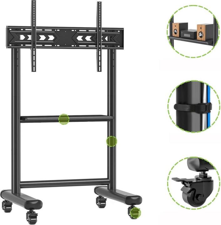 Actual product image Techly Floor Stand Trolley LCD/LED/Plasma TV 60-86" (Ground, 86", 68 kg)